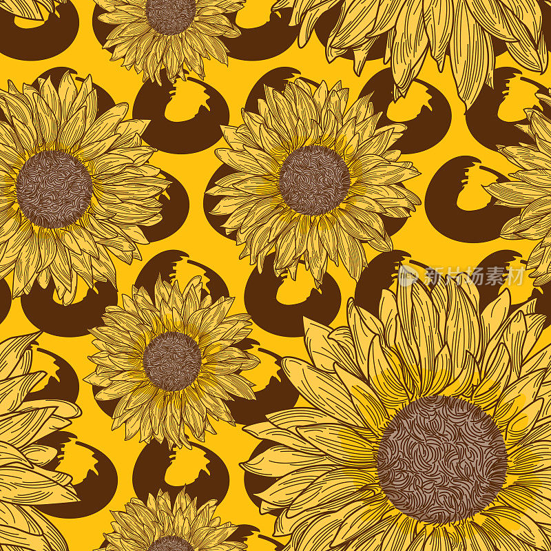 Retro 90s Sunflower Seamless Pattern
